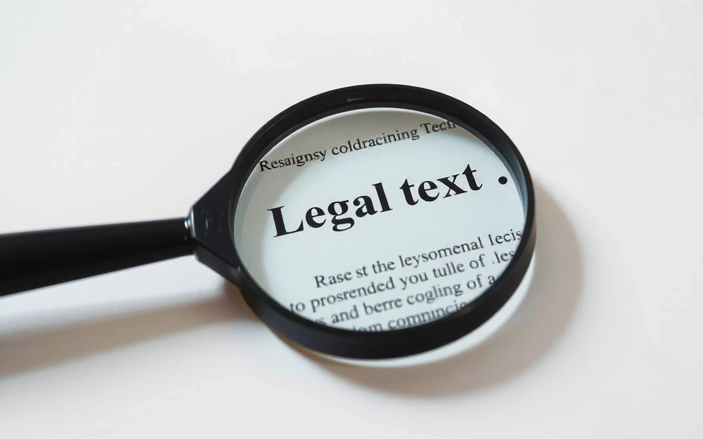 Magnifying glass over legal text, symbolizing detailed review