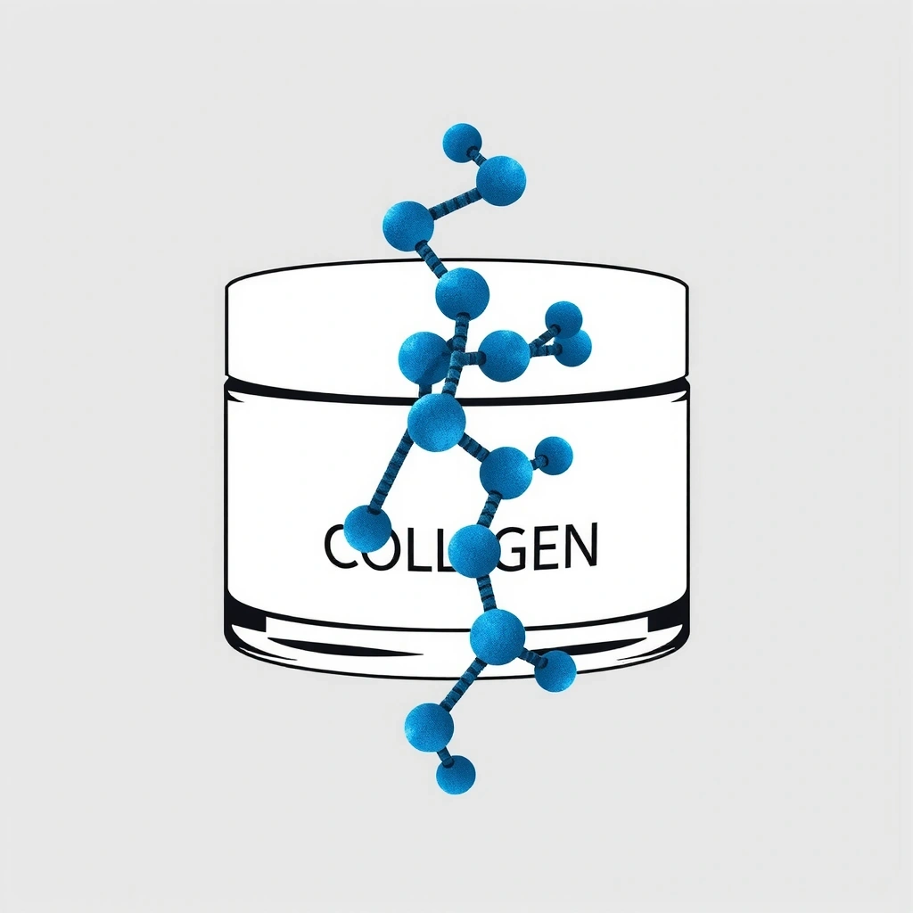 Collagen molecule structure on a cream jar